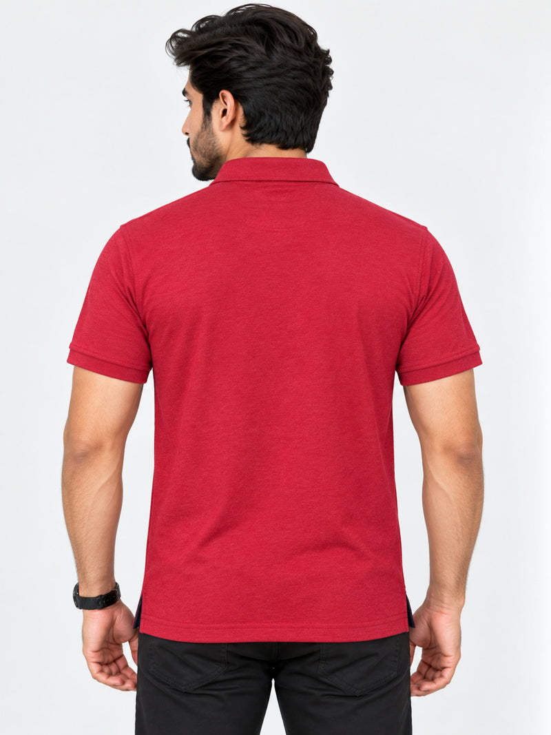 Signature Embroidered Men Polo - Red