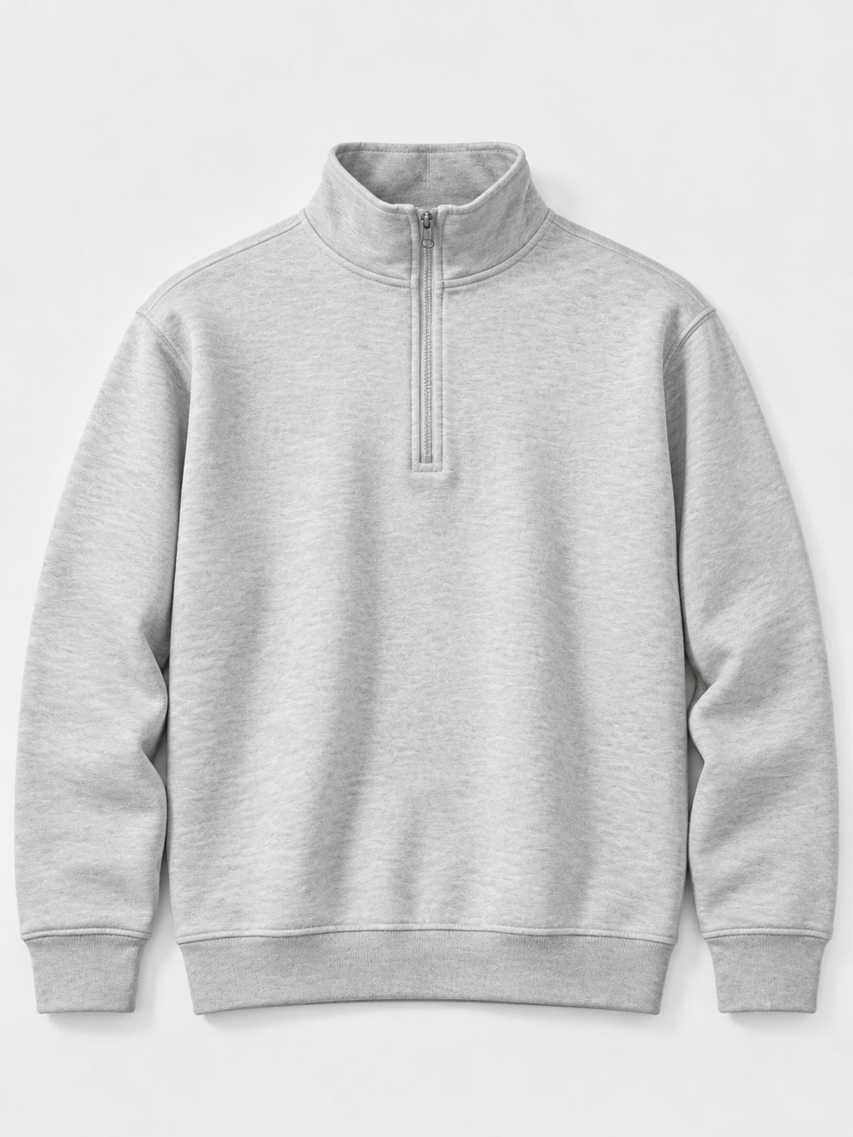 Men's Mock Neck Fleece Zipper Sweat Shirt - Light Gray