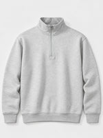 Men's Mock Neck Fleece Zipper Sweat Shirt - Light Gray