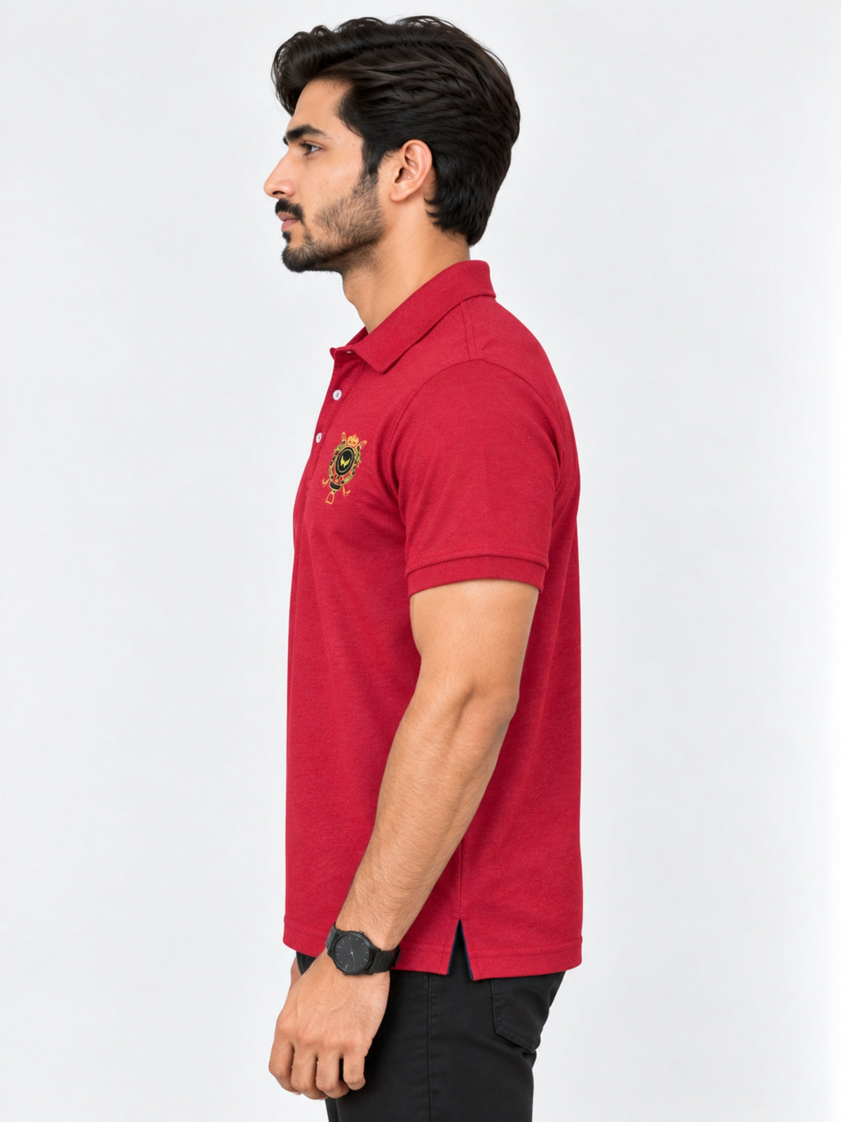 Signature Embroidered Men Polo - Red