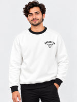 HG "BROOKLYN" Printed Plain Fleece Sweat Shirt - White