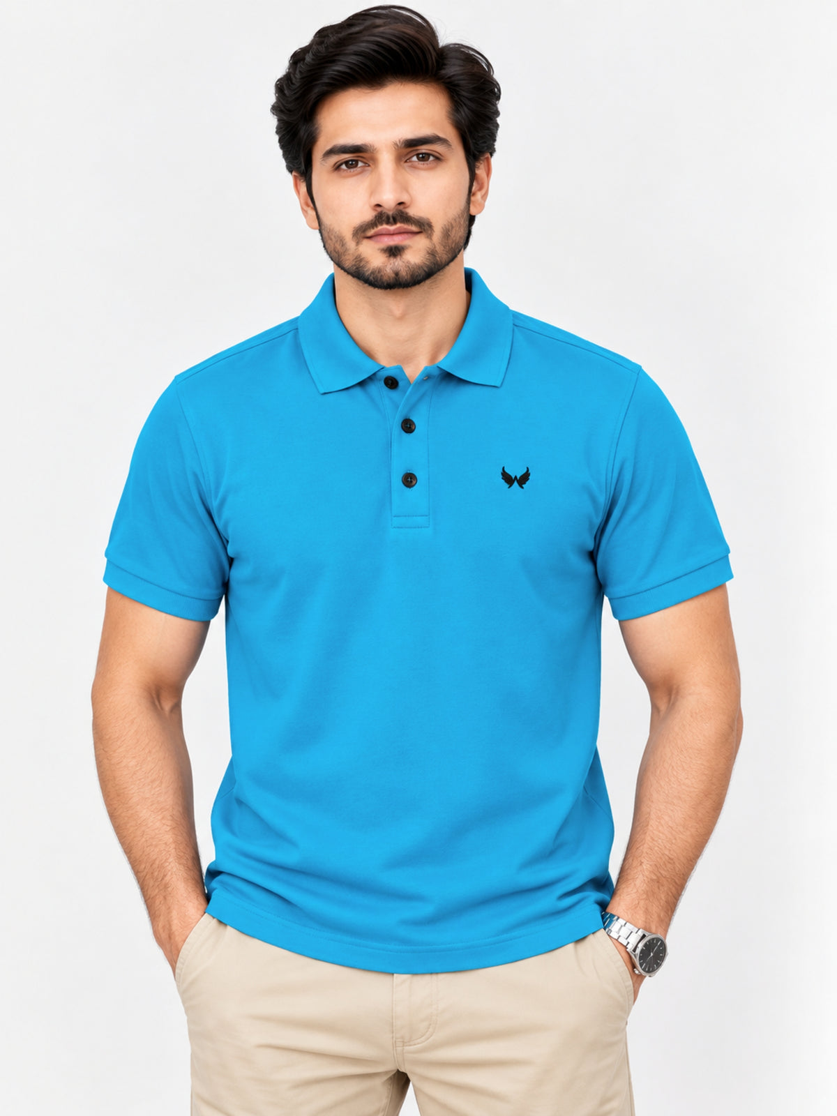 Signature Embroidered Polo - Ferozi