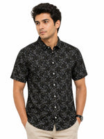 Men’s Geometric Pattern Half Sleeve Casual Shirt – Black