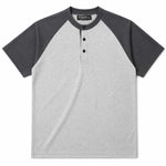 Men’s Casual Comfort Raglan Henley Tee Shirt – Light Gray