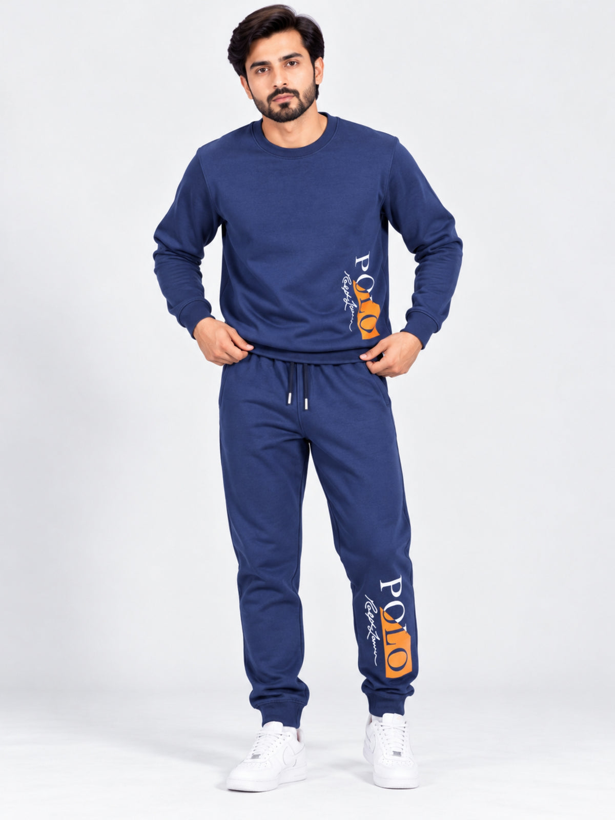 Men's Graphic Printed Fleece Co-Ord Set – Navy Blue