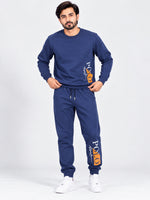Men's Graphic Printed Fleece Co-Ord Set – Navy Blue