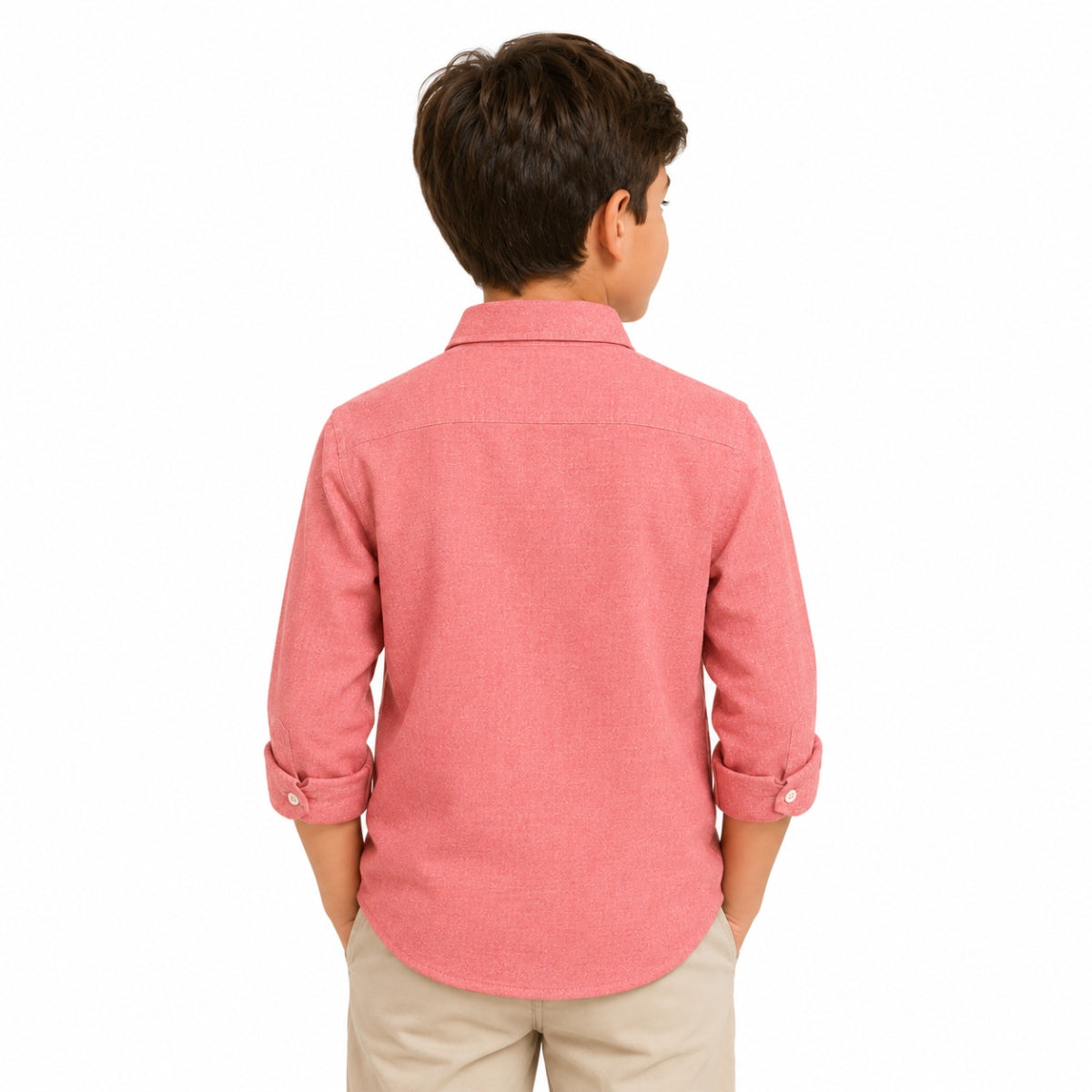 Boy's Classic Full Sleeves Casual Shirt - Sea Pink