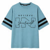 Unisex Oversized Graphic Printed Drop Shoulder T-Shirt - Moonstone Blue