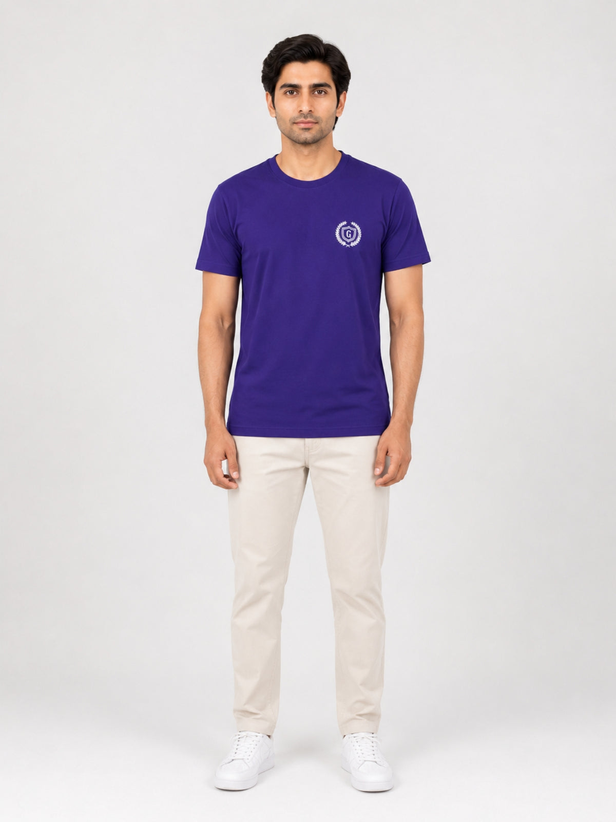 Men's Signature Emb. Round Neck Tee Shirt - Navy Blue