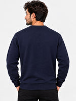 HG Cut & Sew Color-Block Crewneck Polyester Fleece Sweat Shirt – Navy