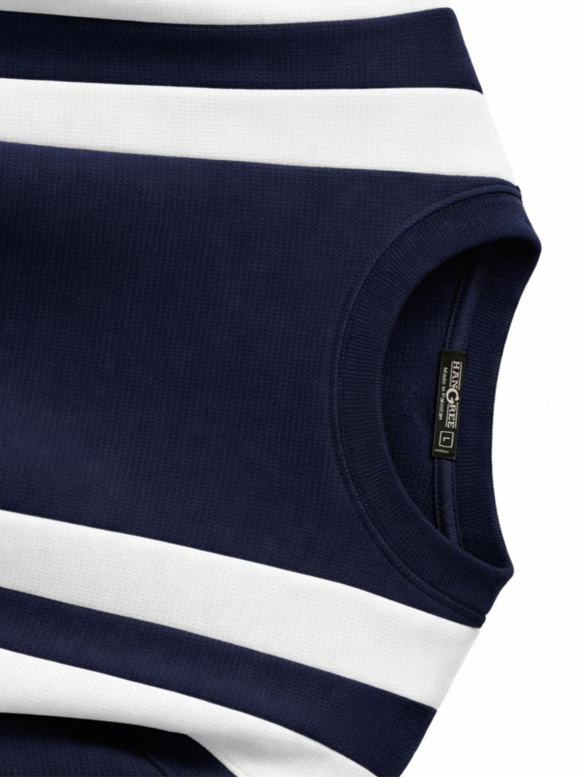 HG Cut & Sew Color-Block Crewneck Polyester Fleece Sweat Shirt – Navy