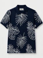 HG All Over Floral Printed Polo Shirt For Men's - Black Navy