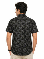 Men’s Geometric Pattern Half Sleeve Casual Shirt – Black