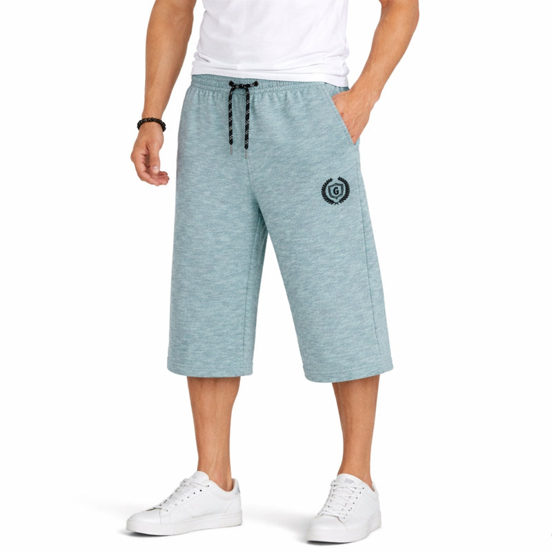 Men's Signature Emb. Melange Three Quarter Shorts - Sea Green