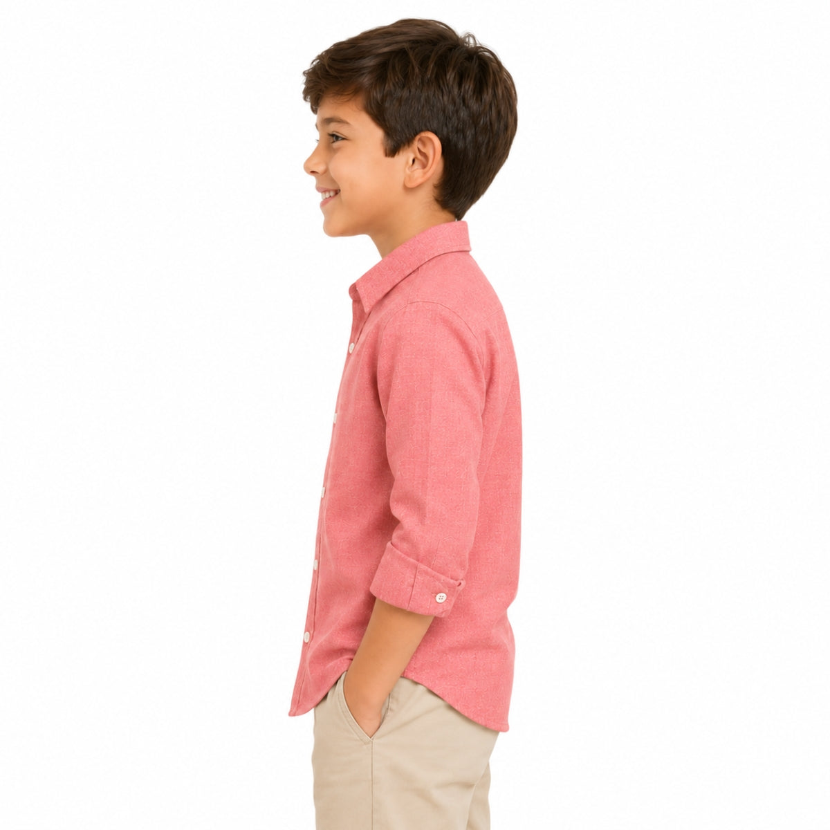 Boy's Classic Full Sleeves Casual Shirt - Sea Pink