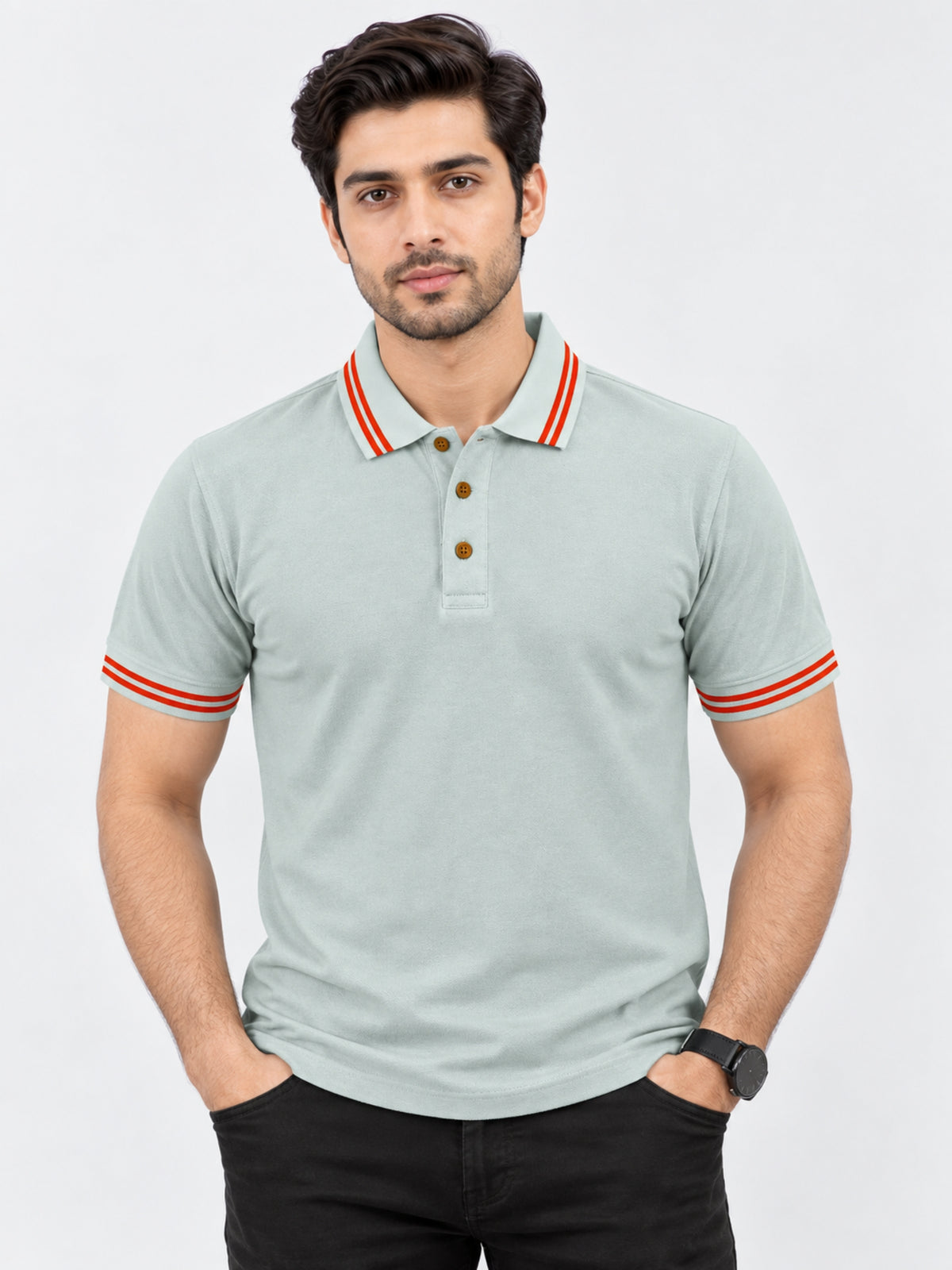 Men's Tipping Collar Classy Polo Shirt | Sky Gray