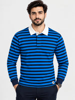 Blue Strapper Full Sleeves Polo Shirt
