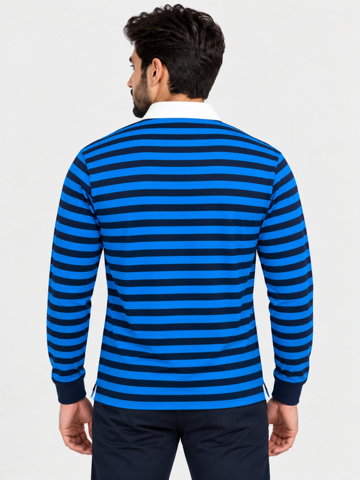 Blue Strapper Full Sleeves Polo Shirt