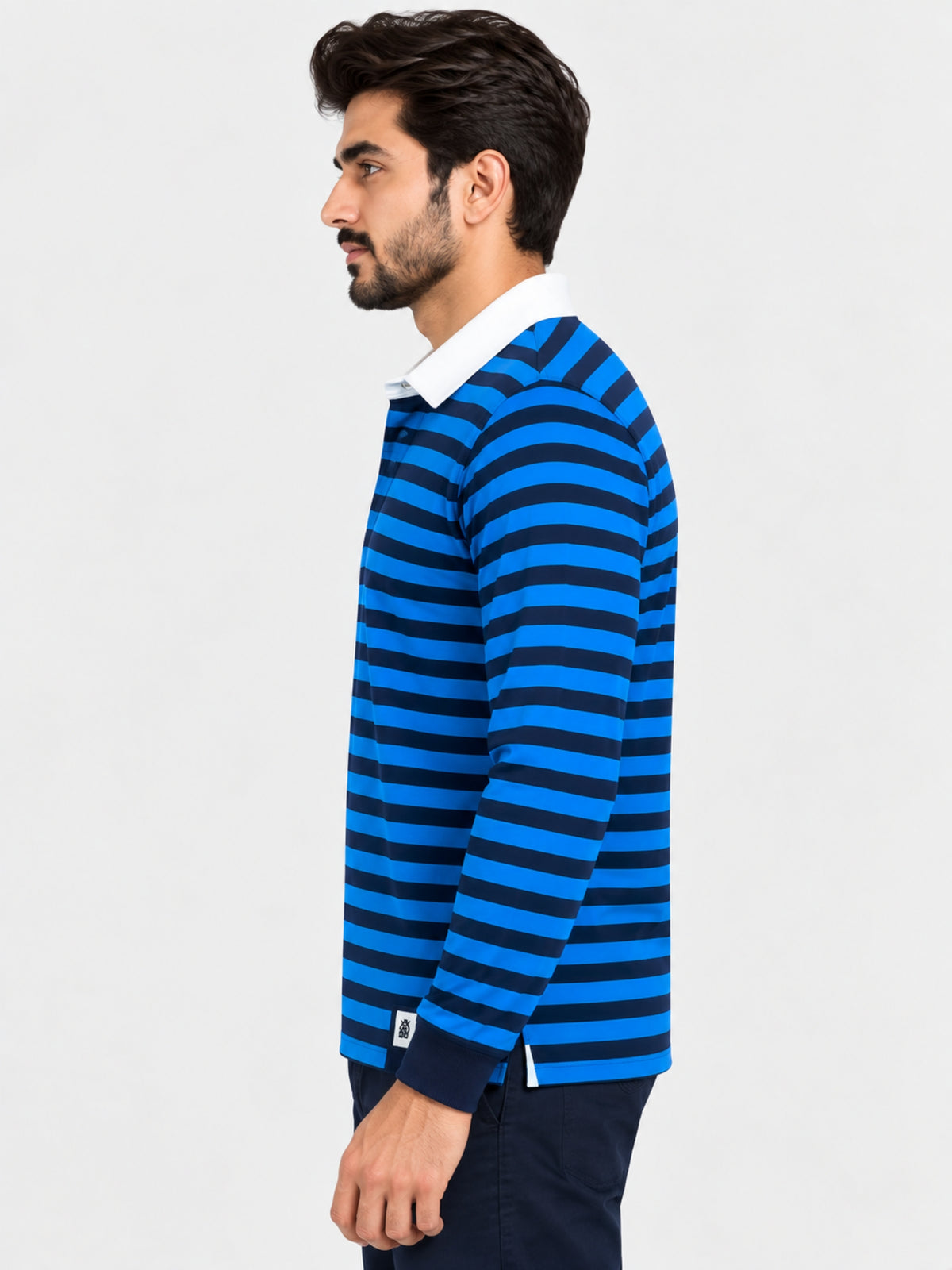 Blue Strapper Full Sleeves Polo Shirt