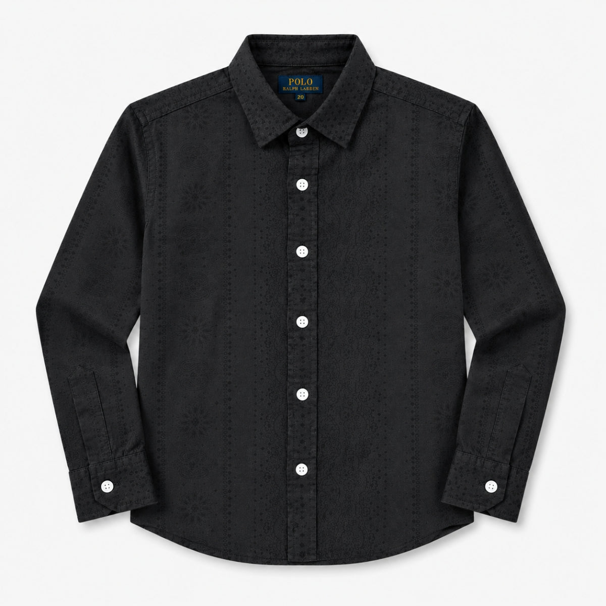 Boy's Elegant Self Printed Full Sleeves Casual Shirt - Black