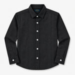 Boy's Elegant Self Printed Full Sleeves Casual Shirt - Black