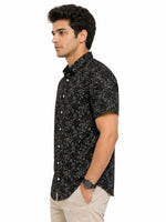 Men’s Geometric Pattern Half Sleeve Casual Shirt – Black