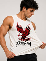 Men's Freedom Graphic Sleeveless Cotton Jersey Tank Top - Off White
