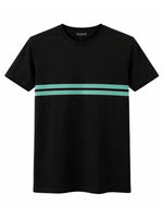Men’s Premium Contrast Chest Stripe T-Shirt – Black