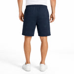 Men’s Horizontal Pattern Polyester Casual Two Quarter Shorts – Navy Black