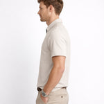 Men’s Premium Textured Half-Zip Polo Shirt – Beige