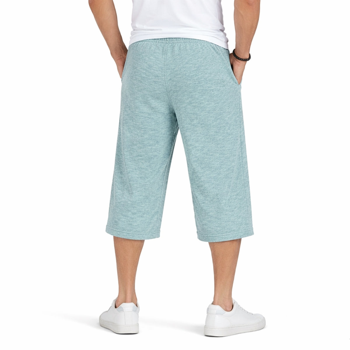 Men's Signature Emb. Melange Three Quarter Shorts - Sea Green