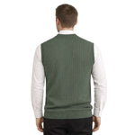 HG Men's Ribbed V-Neck Sleeveless Sweater - Lunar Green