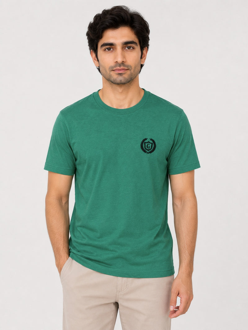 Men's Signature Emb. Round Neck Tee Shirt - Green