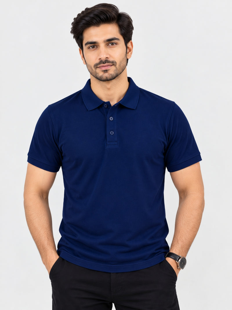 Navy Plain Polo Shirt Regular Fit