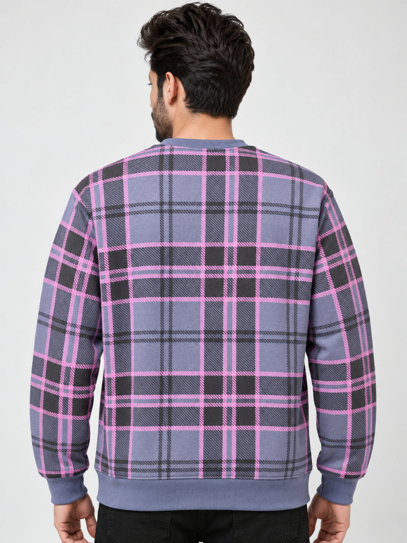 Men's Multicolor Checkered Light Fleece Sweatshirt