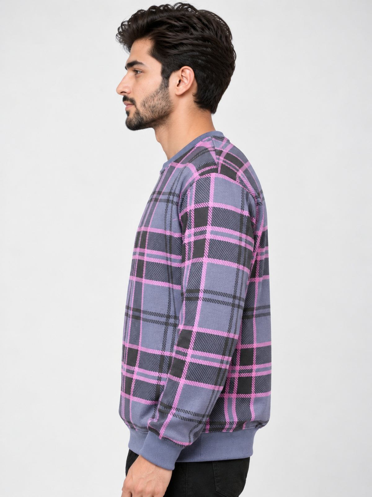 Men's Multicolor Checkered Light Fleece Sweatshirt
