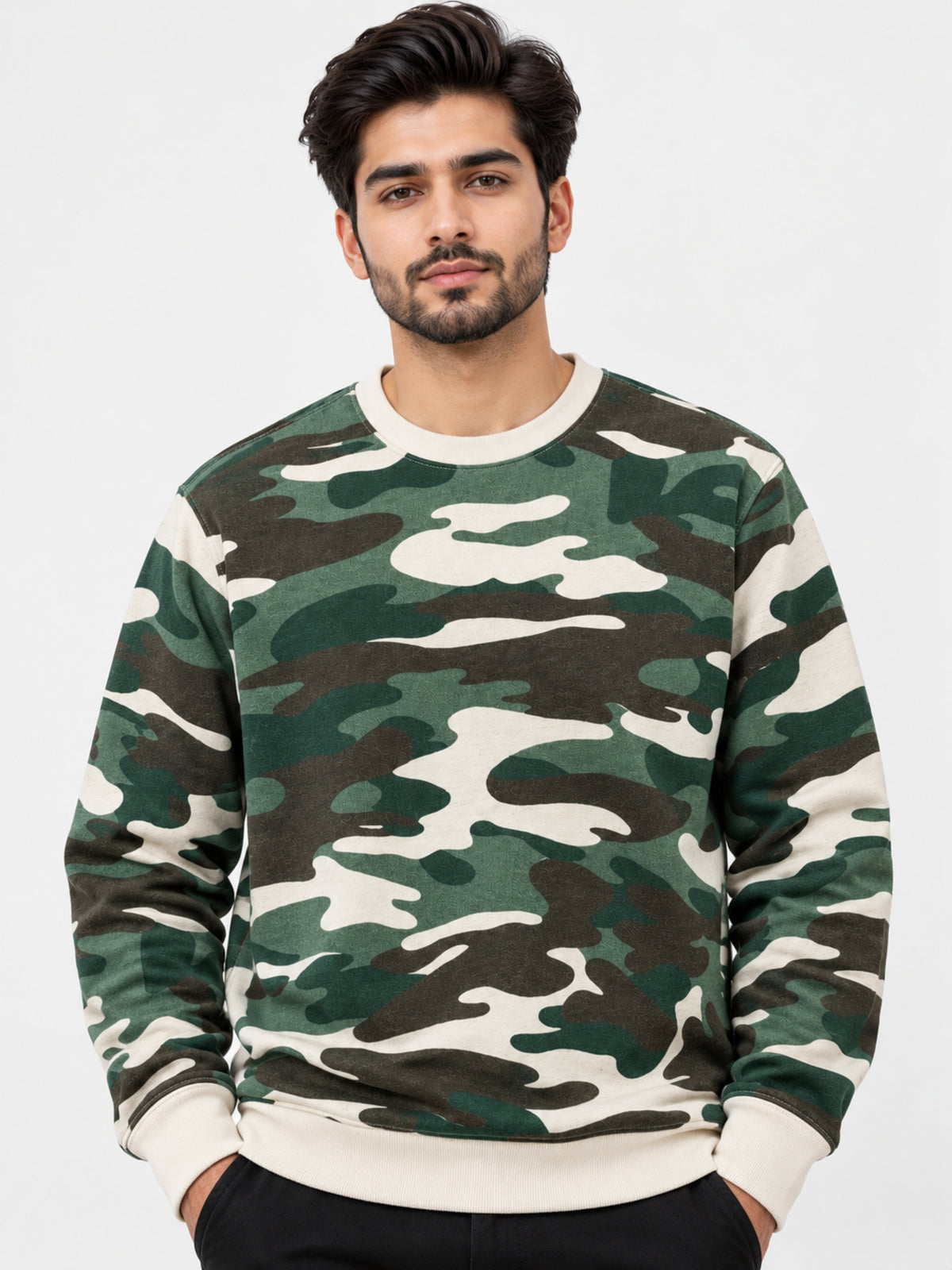 Men's Camouflage Print Terry Sweatshirt