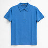 Men’s Premium Textured Half-Zip Polo Shirt – Blue