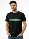 Men’s Premium Contrast Chest Stripe T-Shirt – Black
