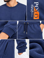 Men's Graphic Printed Fleece Co-Ord Set – Navy Blue
