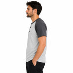 Men’s Casual Comfort Raglan Henley Tee Shirt – Light Gray
