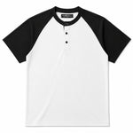 Men’s Casual Comfort Raglan Henley Tee Shirt – White