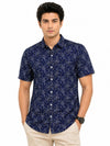 Men’s Geometric Pattern Half Sleeve Casual Shirt – Navy