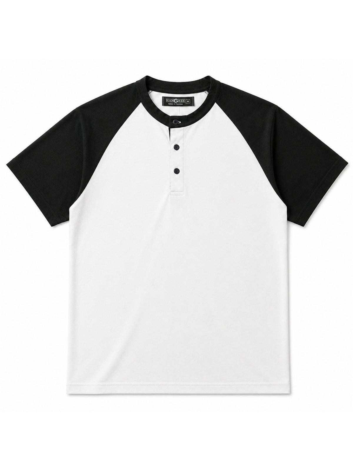Men’s Casual Comfort Raglan Henley Tee Shirt – White