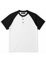 Men’s Casual Comfort Raglan Henley Tee Shirt – White