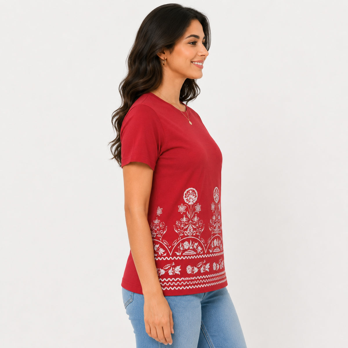 Women's Heritage Floral Border Cotton Jersey T-Shirt