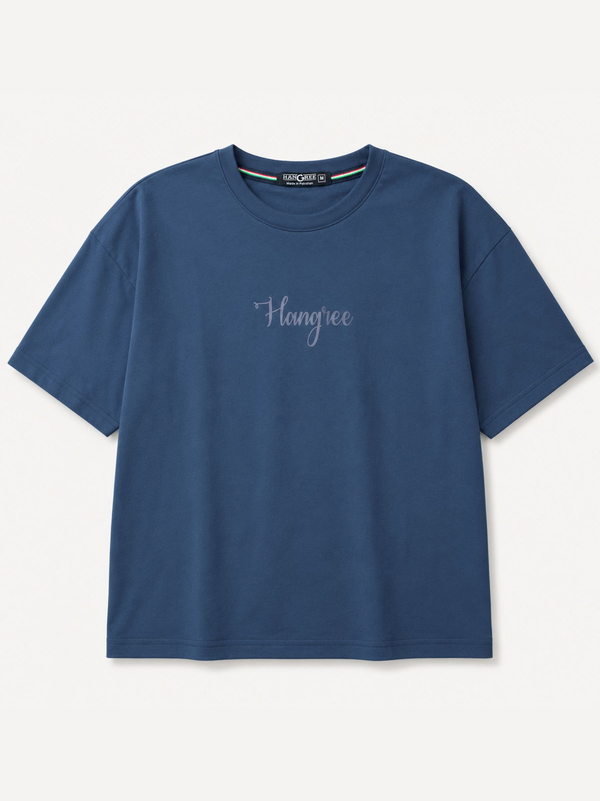 Unisex Oversized Drop Shoulder Cotton Jersey T-Shirt - Steel Blue