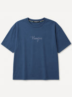 Unisex Oversized Drop Shoulder Cotton Jersey T-Shirt - Steel Blue