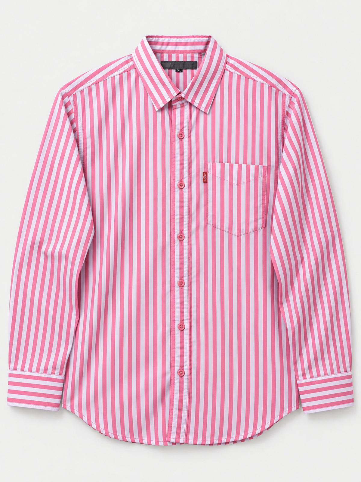 Men's Vertical Striped Full Sleeves Casual Shirt - Pink & White