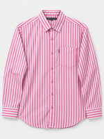 Men's Vertical Striped Full Sleeves Casual Shirt - Pink & White